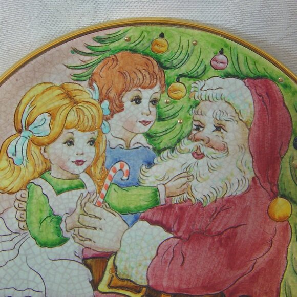 Vintage Veneto Flair collector plate by V. Tiziano-A Visit to Santa--1982 - Picture 3 of 5